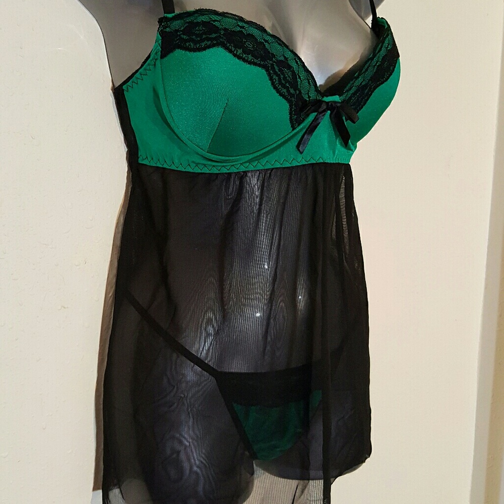4/$25 NWOT Green and Black Nighty - Picture 2 of 8
